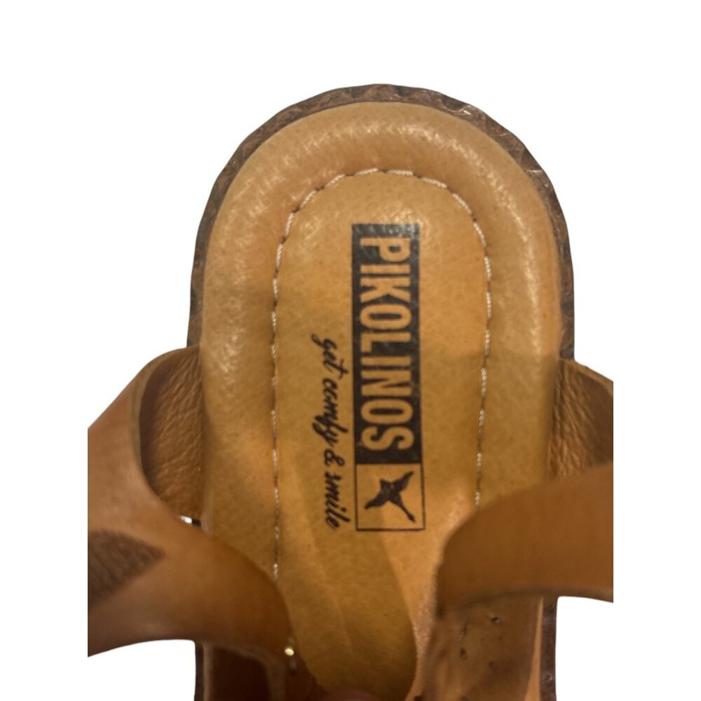 Pikolinos Women’s Leather T Strap Sandals Cognac Comfort EU 40 US 9 - Picture 4 of 9